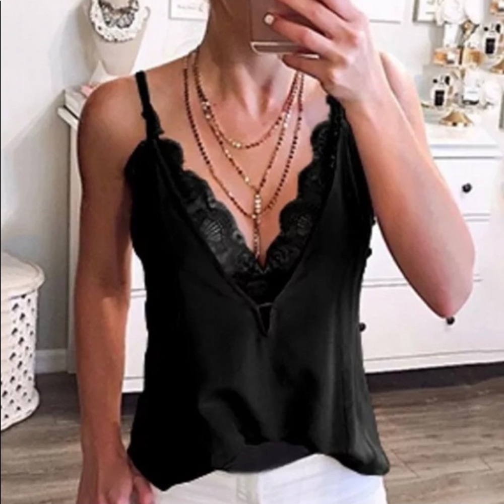Sexy❤️New Black Lace Vest Look Camisole-